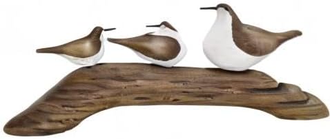 Wooden Sea Bird Statue Seagull On Stand Decor Nautical Coastal Birds Sculpture Indoor Outdoor Animal Figurine Beach Themed Decoration Rustic Home Art for Bedroom Garden (F)