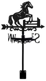 Horse Weathervane Roof 26” Height Black Metal Running Horse Windvane Durable Cool Animals Weathercock Windmill Wind Cups & Brackets for Outdoor Farmhouse Decoration Garden Yard Decors