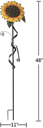 T&Garice Vintage Metal Sunflower Stake Sunflower Art Decor for Outdoor Patio Yard Lawn Garden Decoration 48Inches