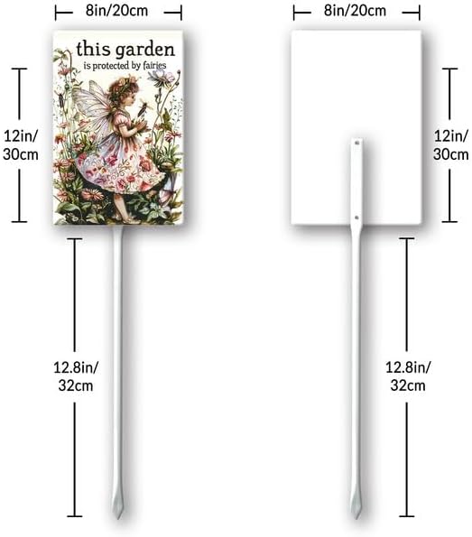 Uptell This Garden is Protected By Fairies Yard Signs with Stakes Aluminum Sign for House/Front Door Outdoor Decoration,Weather Resistant 8x12 Inch