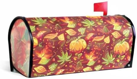 WOOR Autumn with Pumpkin Fall Leaves Magnetic Thanksgiving Mailbox Cover MailWraps Garden Yard Home Decor for Outside Standard Size-18"x 20.8"
