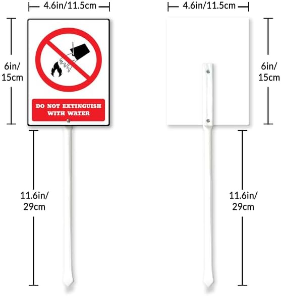 Do Not Extinguish With Water Yard Sign with 11.6Inch Metal Stake, 4.6" x 6", Rustproof Aluminum Sign Garden Sign Lawn Art, Set of 1