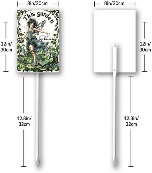 Uptell This Garden is Protected By Fairies Yard Signs with Stakes Aluminum Sign for House/Front Door Outdoor Decoration,Weather Resistant 8x12 Inch