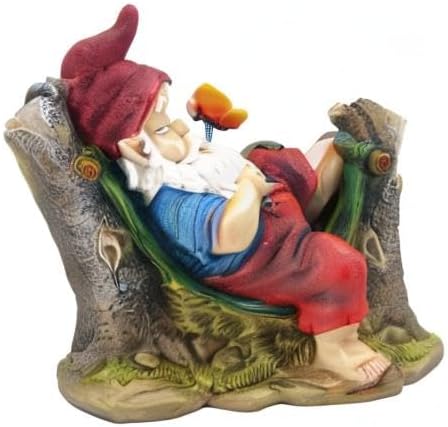 Comfy Hour Seed Soil and Yard Collection Resin Garden Gnome Sleeping On Stump Dwarf Figurine, Outdoor Decor