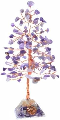 Amethyst Crystal Tree with Orgone Pyramid Base Desk Decor Healing Crystals Bonsai Tree Purple Gifts for Women Office & Shelf Home Room Decor for Mom Sister Girlfriend Present Housewarming