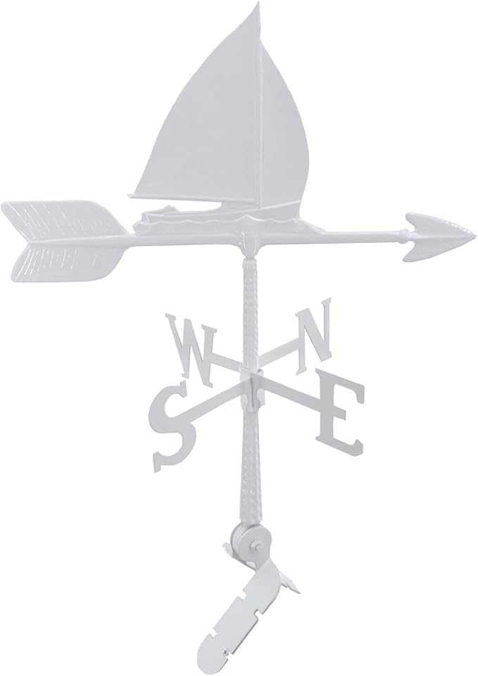Montague Metal Products - Weathervane - Cast Aluminum Weathervane -Includes Roof Mount - 6 Colors Available (Sailboat, White)