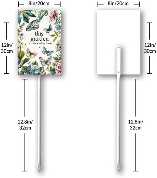 Uptell This Garden is Protected By Fairies Yard Signs with Stakes Aluminum Sign for House/Front Door Outdoor Decoration,Weather Resistant 8x12 Inch