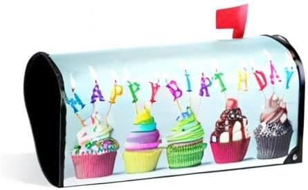 ALAZA WOOR Colorful Happy Birthday Cupcakes Magnetic Mailbox Cover MailWraps Garden Yard Home Decor for Outside Oversized-25.5" x20.8"