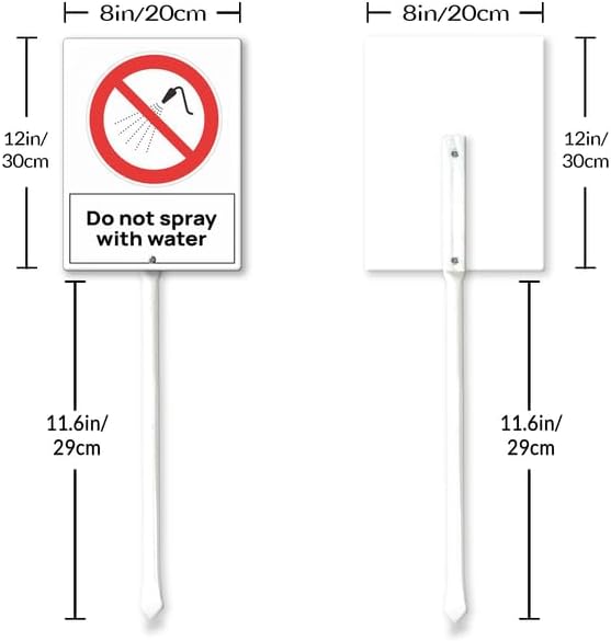 Do Not Spray With Water Yard Sign with 11.6Inch Metal Stake, 8" x 12", Rustproof Aluminum Sign Garden Sign Lawn Art, Set of 1