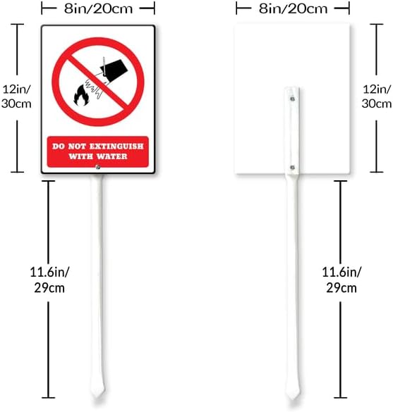 Do Not Extinguish With Water Yard Sign with 11.6Inch Metal Stake, 8" x 12", Rustproof Aluminum Sign Garden Sign Lawn Art, Set of 1