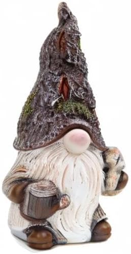 Leekung Garden Gnomes Statue Decor,Outdoor Gnomes Garden Decorations,Indoor gnome Figurine Woodstone Color for Home Decoration
