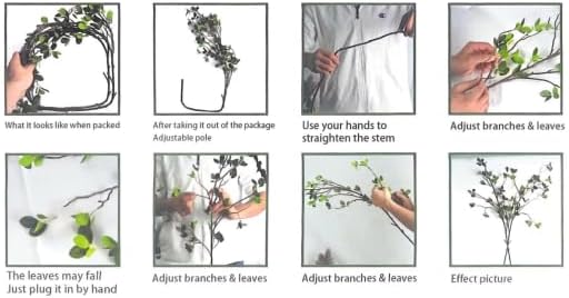 Artificial Plant 43.3 Inch Green Branches Leaf Shop Garden Office Home Decoration (6 pcs)