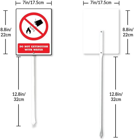 Do Not Extinguish With Water Yard Sign with 12.8Inch Metal Stake, 7" x 8.8", Rustproof Aluminum Sign Garden Sign Lawn Art, Set of 1