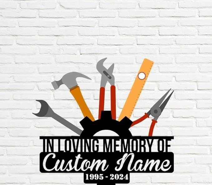 Custom Mechanic Tools Memorial Stake – Metal Repair Tools Grave Marker, Construction Worker Yard Stake Outdoor Decor (Mechanic Tools Memorial)