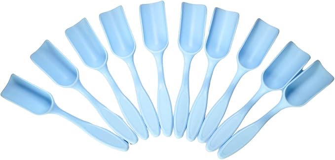 10Pcs NINGDAN Mini Shovel,Plastic Mini Gardening Shovel Spoons Soil Scoops,Cultivation Digging Transplanting Tools for Succulents Potted Flowers,Milk Powder/Coffee Beans Scoops (All Light Blue)