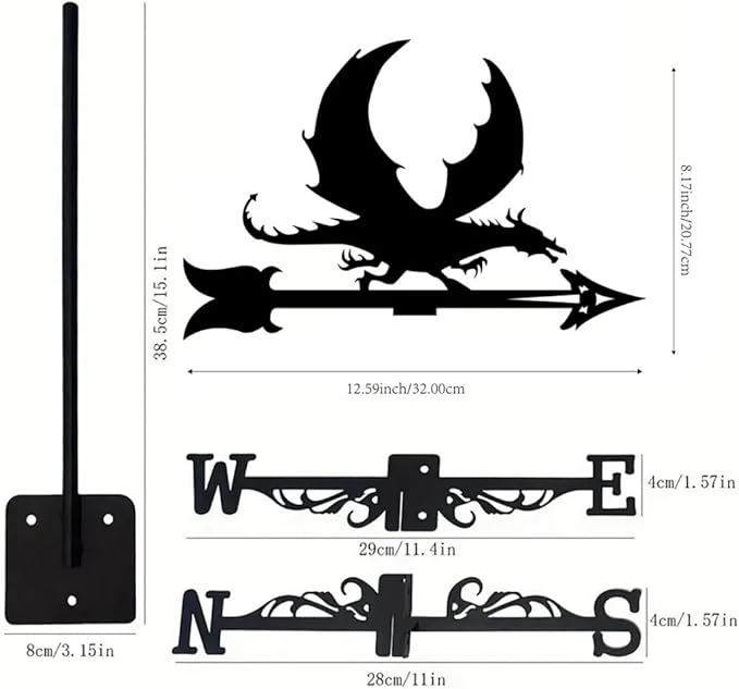 Metal Weather Vane Cat Rooftop Weathervane Black Rust-Proof Wind Direction Indicator for Garden Decor Fence Cottage Farmhouse Roof (Cat Family)