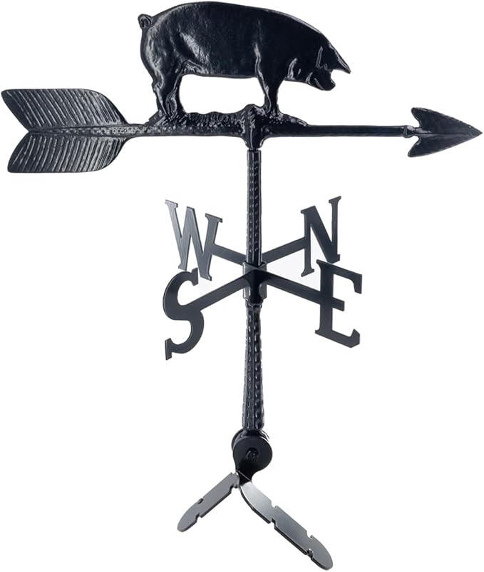 Montague Metal Products - Weathervane - Cast Aluminum Weathervane -Includes Roof Mount - 6 Colors Available (Pig, Black)