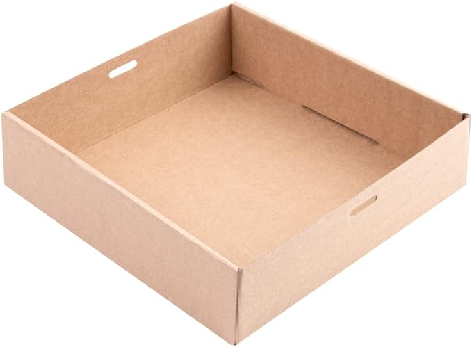 Restaurantware Cater Tek 9 x 9 x 2.4 Inch Catering Boxes 10 Insert Tab Lock Baked Goods Boxes - Window Lids Easy Assembly Kraft Paper Window Pastry Boxes For Charcuterie Or Cupcakes