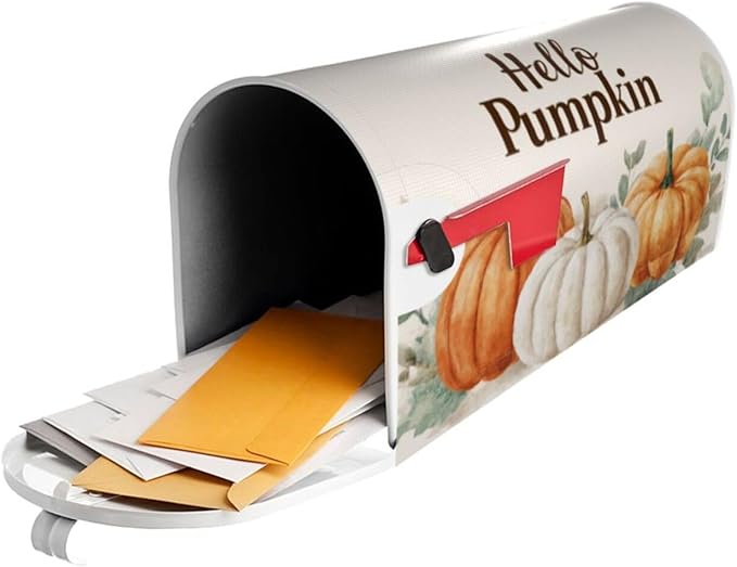 Festive Magnetic Mailbox Cover Pumpkin Thanksgiving Fall Outdoor Mailbox Protector Holiday Seasonal Decorative Garden Yard Home Standard Size 21 x 18 Inch