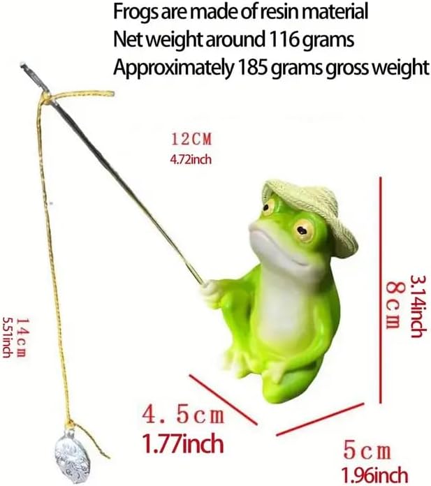 Charming Resin Frog Fishing Statue, for Outdoor Garden, Patio, and Pond Decor, Ideal Gift Turtle Decor