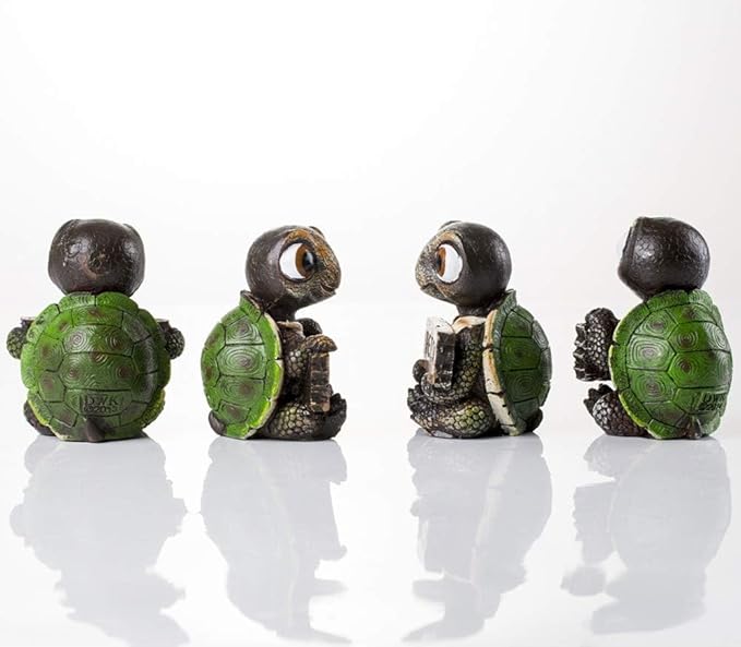 4 Pcs Sea Turtles Statue and Figurines with Funny Signs for Home Decor Gifts