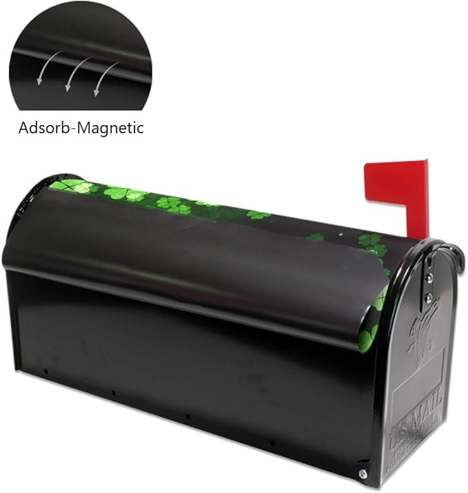 ALAZA WOOR St Patricks Lucky Shamrocks Leaves Magnetic Mailbox Cover MailWraps Garden Yard Home Decor for Outside Oversized-25.5" x20.8"