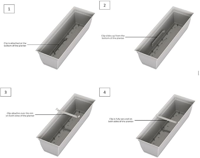 The HC Companies 24 Inch Eclipse Window Planter Box with Drainage Holes & Attached Saucer, Lightweight UV-Resistant Plastic Outdoor Planters, 2-Pack Flower Box for Garden & Home Decor, Warm Gray