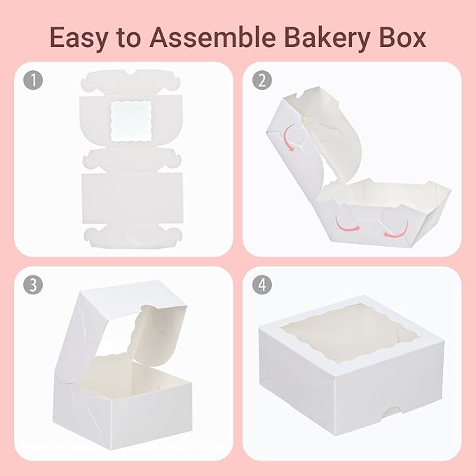 20pcs 4x4x2 Inch Bakery Boxes with Window Cookies Boxes Soap Box Chocolate Truffle Boxes Macaron Boxes Dount Boxes Gift Treat Boxes for Cake Browine pastries, or gifts goodies Party Favor
