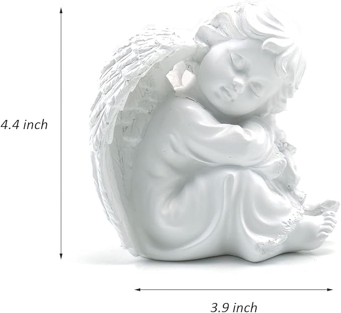Asng Cherubs Angels Resin Garden Statue Figurine, Adorable Angel Sculpture Memorial Statue, Indoor Outdoor Home Garden Decoration (Hug Little Angel-Left)