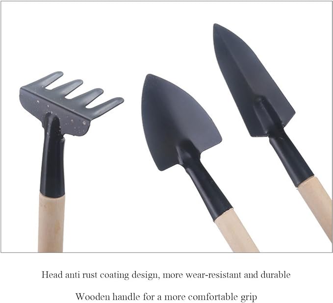 5 Pieces Garden Tools Set for Gardening Women Weeding Hoe rake Spade Greenhouse Indoor Small Hand Planting Tools kit Bonsai Accessories