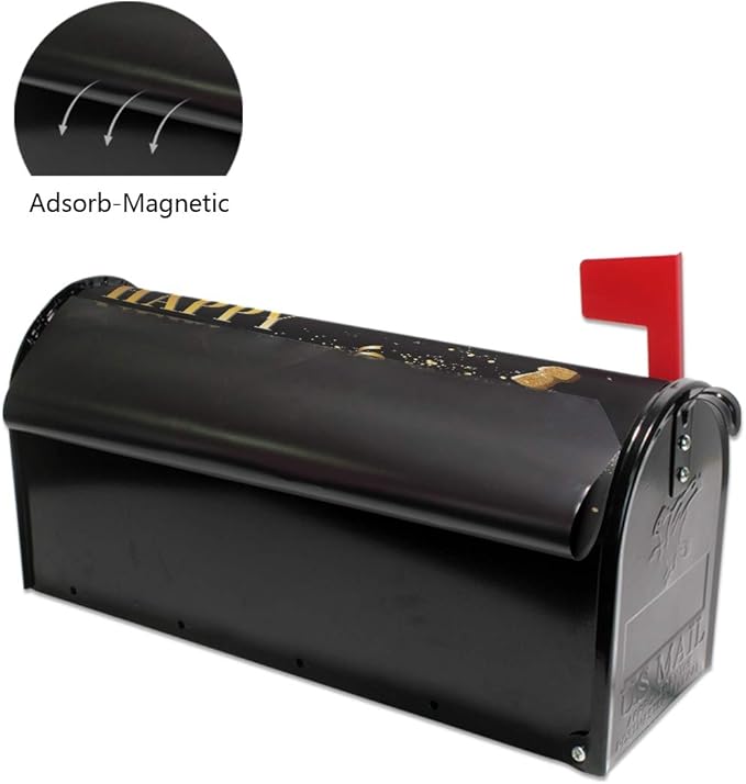 ALAZA Champagne Bottle Uncorked in New Year Magnetic Mailbox Cover Oversized for Garden Yard Outdoor Decorations-25.5" x20.8