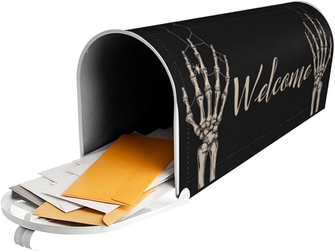 Halloween Skull Mailbox Covers Magnetic Letterbox Covers 21x18 Inch for Garden Outdoor Decoration