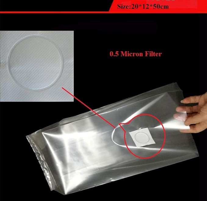 Mushroom Bags,Mushroom Grow Bag Farm-Mushroom Spawn Bags Sealable Spawn Myco Bags,Large Size 8" X 5" X 19",0.5 Micron Filter, 3 Mil Polypropylene,for Su,for Substrate Autoclavable Mushroom Cultivation