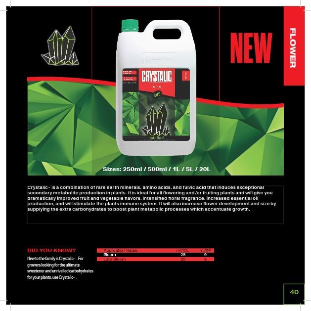 Nutrifield Crystalic - 5L Liquid Plant Food Molasses Polysaccharides (sugars) Aloe Vera, Amino Acids for Aromas Terpene Trichome & Oil Production During Flower in & Outdoor Fruits & Veggie
