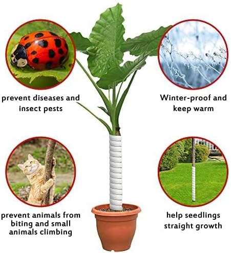 Watayo 8 Pcs Tree Trunk Protector- 2 Size Tree Wraps to Protect Bark- Plastic Spiral Tree Guard- Tree Bark Protector Tube Wraps to Protect Saplings Plants from Deer Rabbit Cats Rodents Mowers