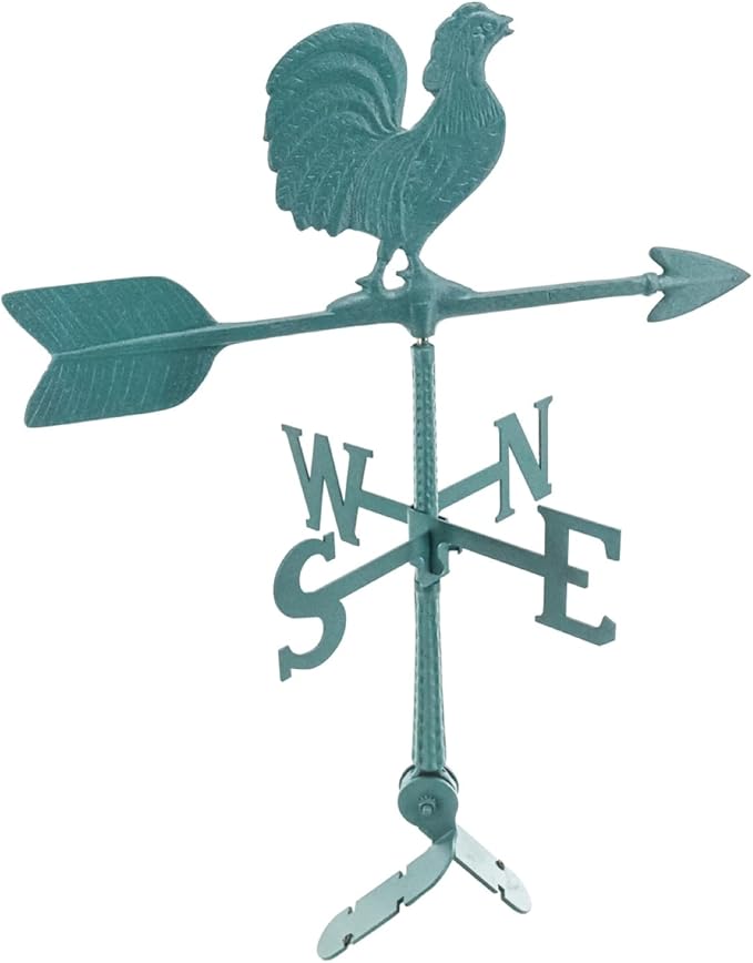 Montague Metal Products - Weathervane - Cast Aluminum Weathervane -Includes Roof Mount - 6 Colors Available (Rooster, Verdigris)
