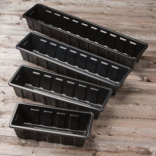 Root & Vessel Poly-Pro Plastic Flower Box Planter, Black, 24-Inch