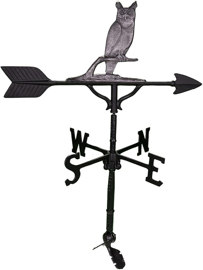 Montague Metal Products 32-Inch Weathervane with Swedish Iron Owl Ornament