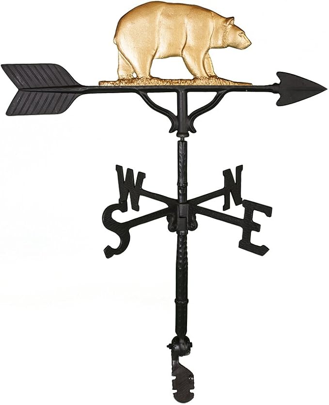 Montague Metal Products 32-Inch Weathervane with Gold Bear Ornament