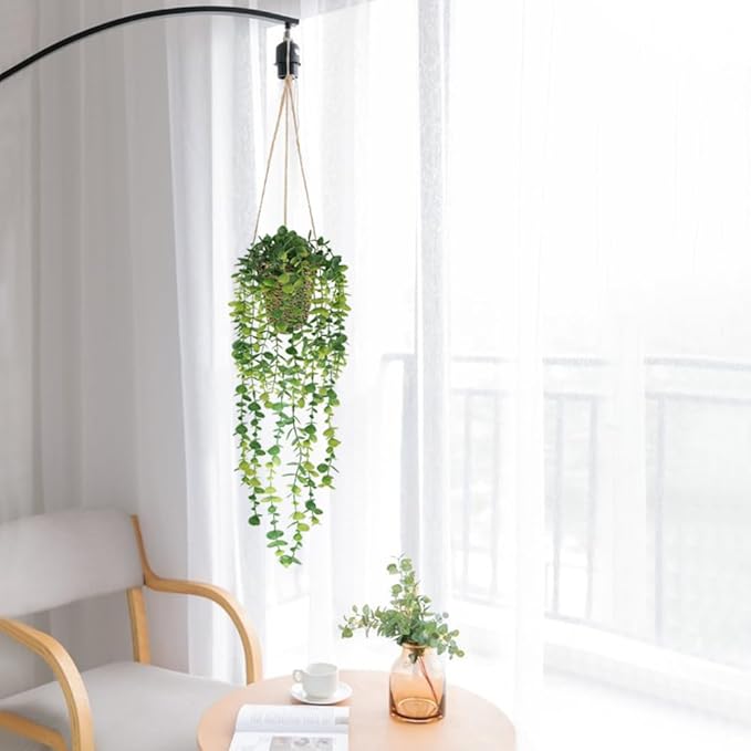 Nisoger Artificial Hanging Plants Small Fake Potted Plants, Faux Plants for Indoor Outdoor Aesthetic Office Living Room Shelf Decor