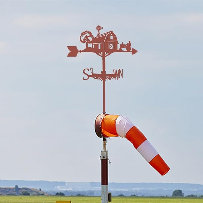 SUPERDANT Farmhouse Weather Vane for Roof Mount House Metal Weathervane Wind Direction Indicators Wind Vanes for Yard Outdoor Farm Barn Sheds Garden Patio Decoration