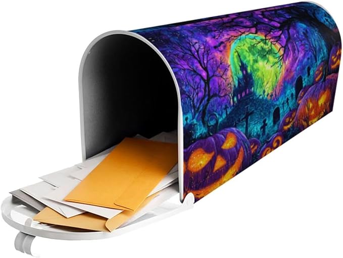 Halloween Pumpkin Mailbox Covers Magnetic Letterbox Covers 21x18 Inch for Garden Outdoor Decoration