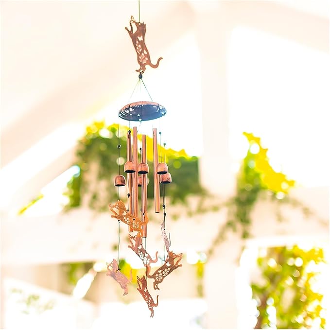 Cat Wind Chimes Outdoor Cat Gifts for Women Mom Men Dad Unique Birthday Gifts Metal WindChimes for Outside/Indoors, Patio, Lawn, Yard, Home Decor, Outdoor Decor, Garden Decorations