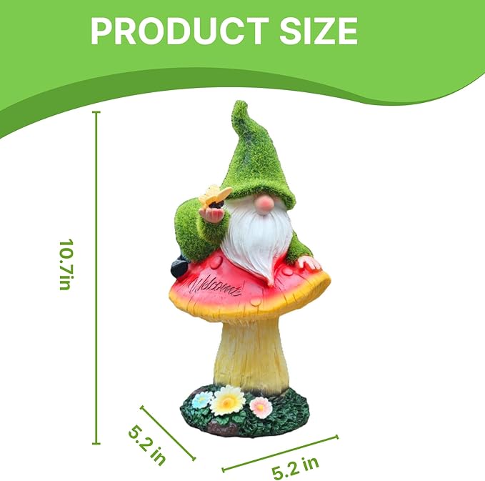 Garden Gnome Statues Decor with Solar Lights, Outdoor Decorations for Yard Porch Lawn Balcony Patio, Housewarming Gifts