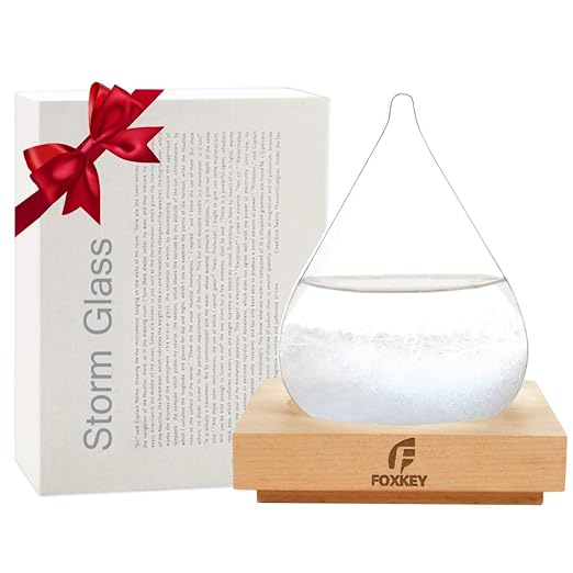 Christmas Gifts Storm Glass Weather Predictor, Snow Globe Drop-Shaped Weather Forecast Bottle, Unique Fashion Home Decor Weather Cool Gifts for Men Women