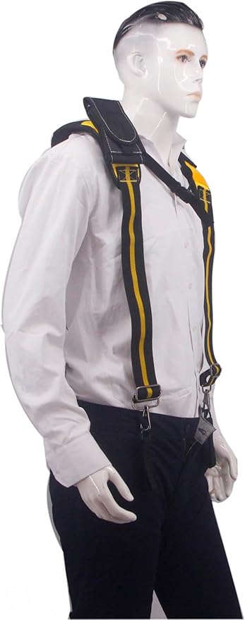 Tool Belt Suspender for Men 4 Point Padded with Attachment Loops, WristBand Pouch Pocket for Construction Worker