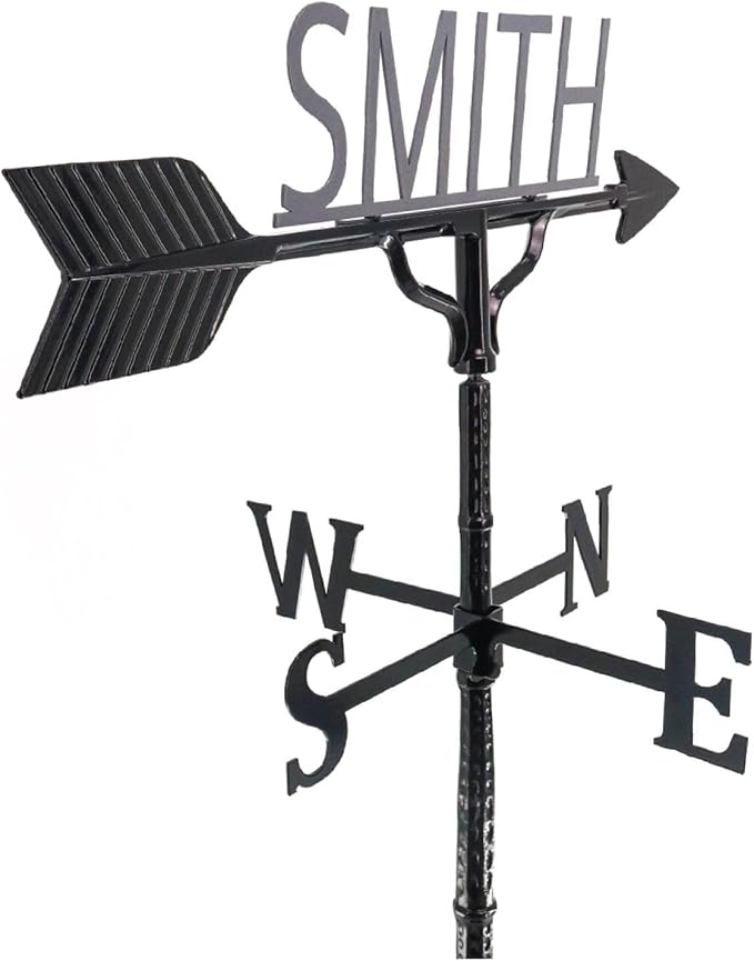 Montague Metal Products - Custom Name Weathervane - 13 Ornament Colors Available - Roof Mount Included - Metal Wind Vane - Made in The USA