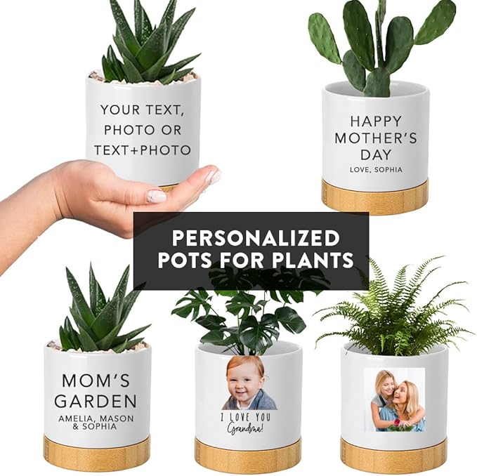Andaz Press 4" Personalized Grandmas Garden Pot, Moms Garden Personalized Flower Pot, Nanas Garden Personalized Pots for Plants with Drainage Hole, Grandmas Gifts for Mom Grandma Flower Pot