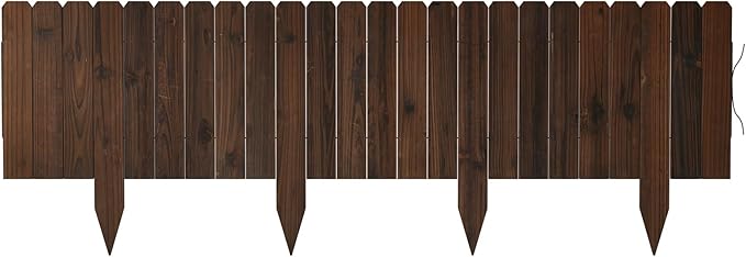3PACK, 12FT Total Length Wooden Garden Fence Wood Garden Edging Border No Dig Landscape Edging Decorative Flower Bed Border Courtyards Planting Tree Fence Patio Path Edging -11.8" H x 48" L