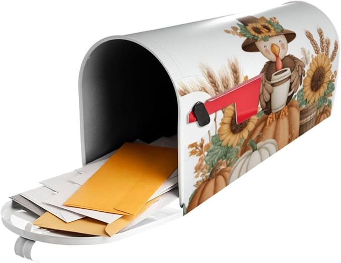 DADABULIU Mailbox Covers Thanksgiving Turkey Pumpkin Fall Magnetic Letter Post Box Cover Standard Size 25.5 x 21 Inch Garden Yard Home Decorative